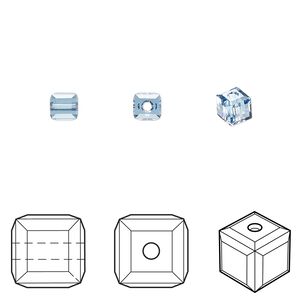 Bead 12pk cool blue, Crystal Passions&reg; Regenerated 4mm cube 5601