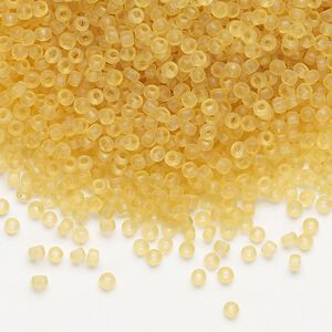Seed bead, Dyna-Mites&trade;, glass, pkg/1/2kg, #11 round, translucent matte light amber yellow, (3MA 11/0 RR).