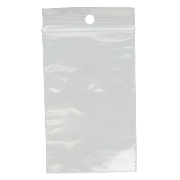 Bag, Tite-Lip&trade;, plastic, clear, 2x3-inch top zip with hole. Sold per pkg of 100. image number 1