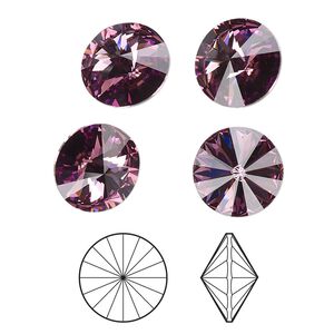 Chaton 4pk iris foil back, Crystal Passions&reg; 12mm rivoli 1122