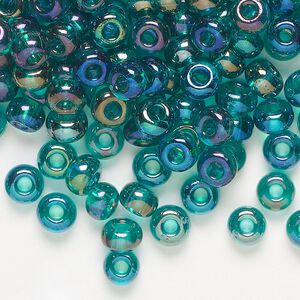 Seed bead, Preciosa Ornela, glass, translucent rainbow teal, #2 rocaille. Sold per 500-gram pkg.