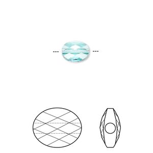 Bead 24pk mini bead light turquoise, Crystal Passions&reg; 8x6mm oval 5051