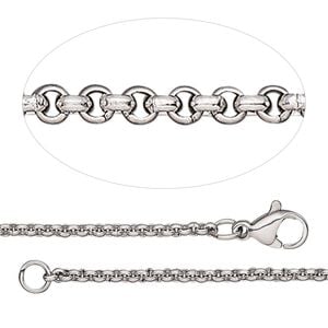 Chain 1pkg1 rolo, 2mm / lobster claw clasp, stainless steel 18 & 20 inch