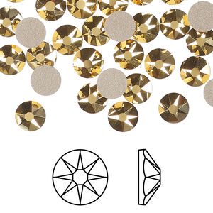 Flat back 1pkg144 crystal aurum foil back, Crystal Passions&reg; 6.32-6.5mm rose round SS30 2088
