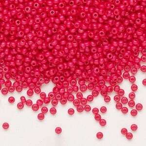 Seed bead, Preciosa Ornela Czech glass, pkg/500g, #11 rocaille, opaque terra intensive dyed red chalkwhite, (16A98).