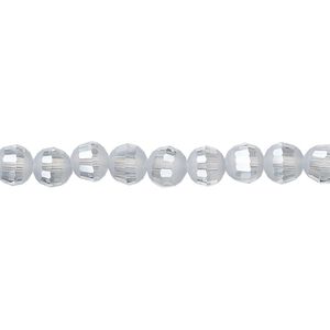 Bead 1pk 96 facets translucent smoke blue AB half-matte, Celestial Crystal&reg; 6mm round 8 inch