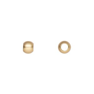 Bead, gold-plated brass with satin finish, 6mm round. Sold per pkg of 10.