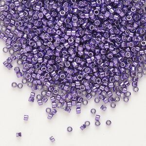 Seed bead, Delica&reg; 1pkg50g glass, #11 round, opaque galvanized dark lilac / outside dyed (DB-0430)