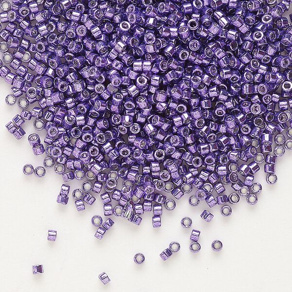 Seed bead, Delica&reg; 1pkg50g glass, #11 round, opaque galvanized dark lilac / outside dyed (DB-0430) image number 0