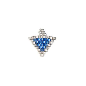 Drop, Creative Touch, glass, cobalt and silver, 12mm double-sided triangle. Sold individually.