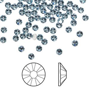 Flat back 144pk aquamarine foil back, Crystal Passions&reg; 3-3.2mm rose round SS12 2088