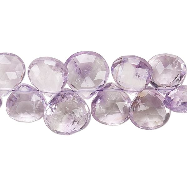 Lavender amethyst 1pkg1, hand-cut top-drilled faceted puffed teardrop bead natural 8 inch 9-10mm image number 0