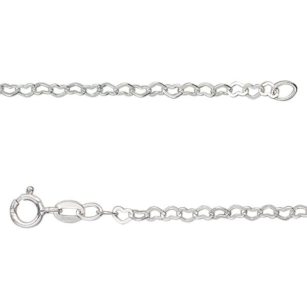 Chain 1pkg1 sterling silver cable, 1.8mm flat heart / springring clasp, 16 inch image number 0