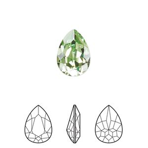 Fancy stone 1pk peridot foil back, Crystal Passions&reg; Regenerated 14x10mm pear 4320