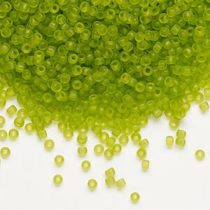 Seed bead, Dyna-Mites&trade;, glass, pkg/1/2kg, #11 round, translucent matte light green, (18MA 11/0 RR).