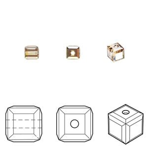 Bead 48pk crystal metallic sunshine, Crystal Passions&reg; 4mm cube 5601