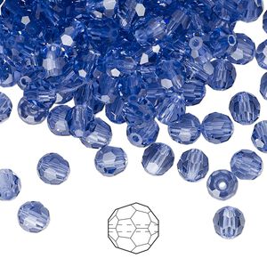 Bead 576pk tanzanite, Preciosa Czech crystal 5mm round