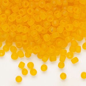 Seed bead, Dyna-Mites&trade;, glass, transparent matte orange, #6 round. Sold per 40-gram pkg.