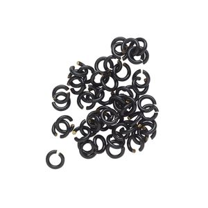 Jump ring 1pkg50 brass, 4mm round, 20 gauge / 2.4mm inside diameter / electrocoated black