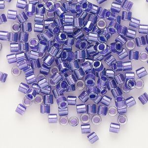 Seed bead, Delica&reg;, glass, pkg/50g, #8 round, translucent purple-lined luster crystal clear (DBL-0906).