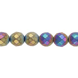Hemalyke&trade; 1pkg1, matte electroplated faceted round bead 15.5-16 inch 8mm