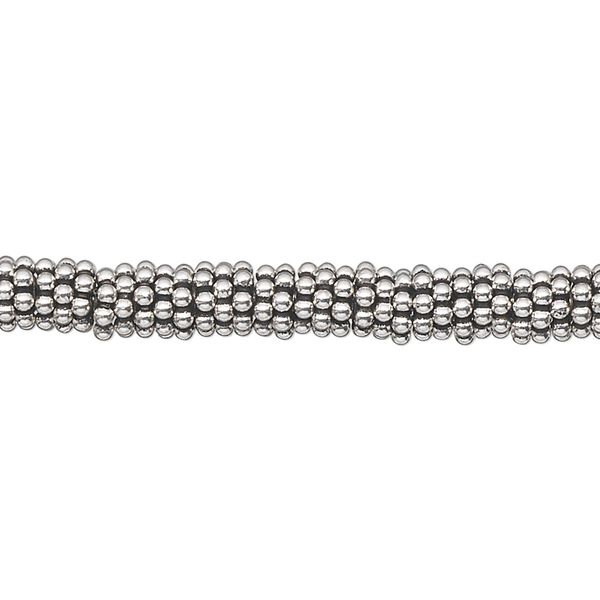 Bead 1pkg0.25troyoz sterling silver, 5.5x1.5mm beaded rondelle, antiqued image number 0