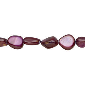 Mother-of-pearl shell 1pkg1, pebble bead 30 inch purple bronze small to extra-large