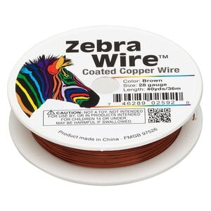 Wire, Zebra Wire&trade;, color-coated copper, brown, round, 28 gauge. Sold per 40-yard spool.