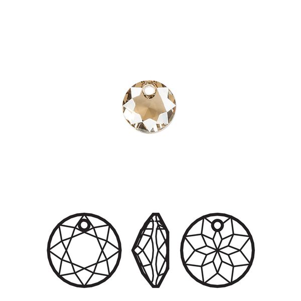 Drop 72pk crystal golden shadow, Swarovski&reg; 8mm pendant classic cut 6430 image number 0