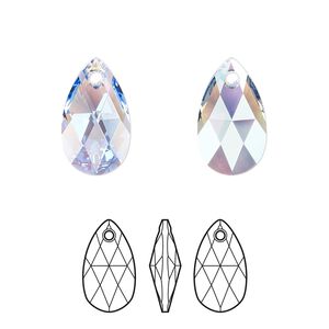 Drop 144pk light sapphire shimmer, Swarovski&reg; 16x9mm pendant pear 6106