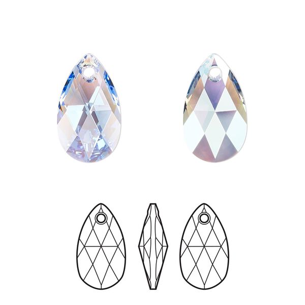 Drop 144pk light sapphire shimmer, Swarovski&reg; 16x9mm pendant pear 6106 image number 0