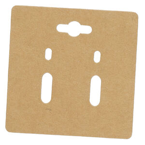 Earring card, kraft paper, 2-inch square, for leverback earrings. Sold per pkg of 50.