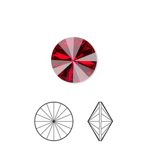 Chaton 4pk light Siam foil back, Crystal Passions&reg; 14mm rivoli 1122