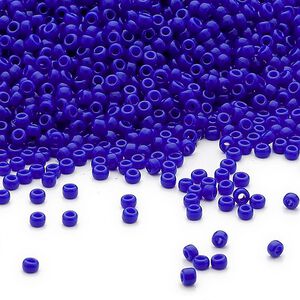 Seed bead, Miyuki, glass, pkg/250g, #15 rocaille, opaque cobalt (RR-414).