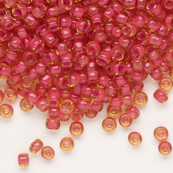 Seed bead, Dyna-Mites&trade;, glass 1pkg0.5kg, #6 round, translucent inside dyed color fuchsia (226 6/0 RR) image number 0