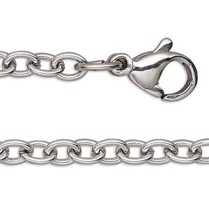Chain 1pkg1 cable, 3.3mm / lobster claw clasp, stainless steel 18 inch