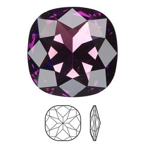 Fancy stone 1pk amethyst foil back, Crystal Passions&reg; 27mm cushion 4487