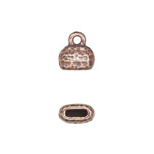 End cap, TierraCast&reg;, "Hammertone" collection, antique copper-plated pewter (tin-based alloy), 10x7mm hammered cap. Sold per pkg of 20.