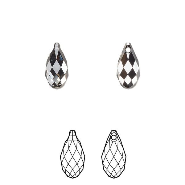 Briolette 144pk crystal silver night, Swarovski&reg; 11x5.5mm pendant drop 6010 image number 0
