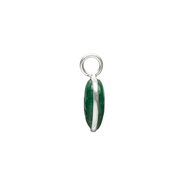 Drop 1pkg1 sterling silver and green agate (dyed), 14x9.5mm 2sided carved leaf. image number 1