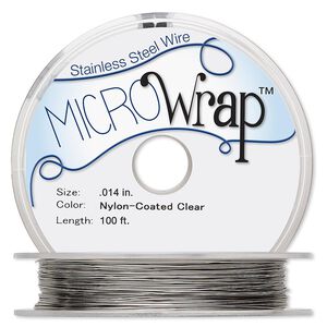 Wire, MICROWrap&trade;, nylon-coated stainless steel, clear, 1 strand, 0.014-inch diameter. Sold per 100-foot spool.