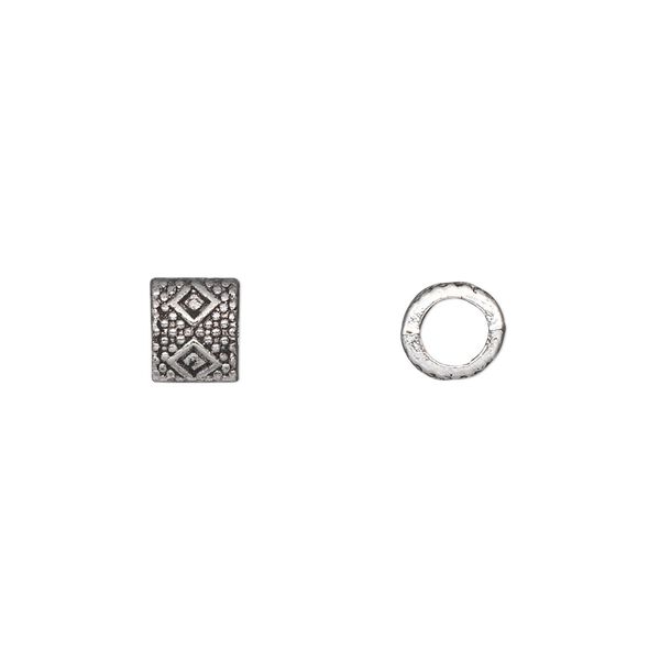 Bead 1pkg50 silver-plated "pewter", 6mm tube, antique image number 0