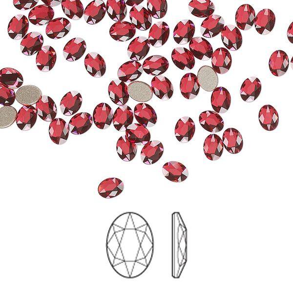 Flat back 288pk scarlet foil back, Swarovski&reg; 4x3mm oval 2603 image number 0