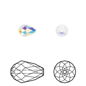 Bead 4pk crystal AB, Crystal Passions&reg; 9x6mm teardrop 5500