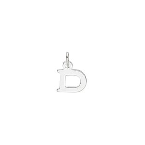 Charm, sterling silver, 9x7mm block alphabet letter "D." Sold individually.