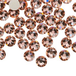 Flat back 144pk rose peach foil back, Crystal Passions&reg; 6.32-6.5mm xirius rose SS30 2088