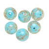 Bead, lampworked glass, clear / light blue / glow-in-the-dark / gold, 12mm round. Sold per pkg of 6. image number 0