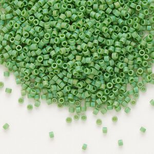 Seed bead, Delica&reg;, glass, pkg/250g, #11 round, opaque matte rainbow green (DB-0877).