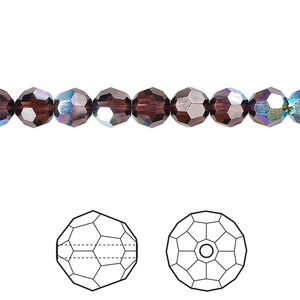 Bead 12pk burgundy AB, Crystal Passions&reg; 6mm faceted round 5000