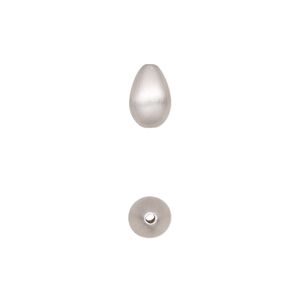 Bead 1pkg1 sterling silver, 9.5x6mm teardrop, satin